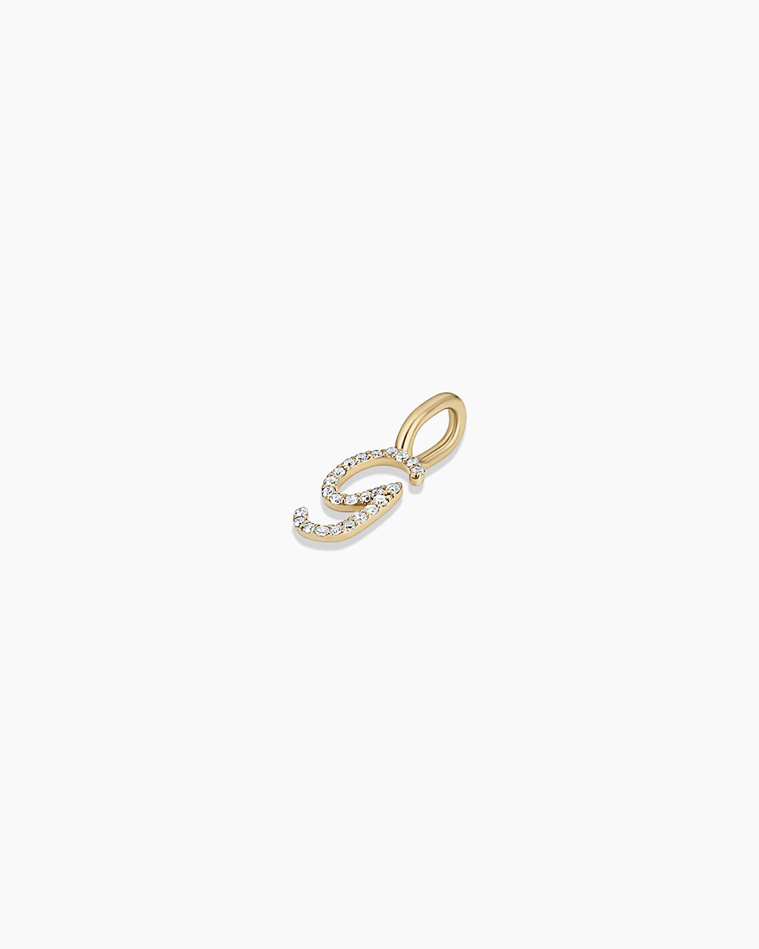 Diamond Script Alphabet Charm || option::14k Solid Gold, G