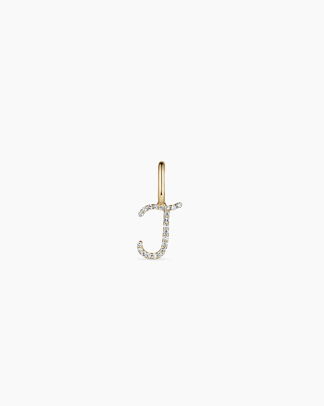 Diamond Script Alphabet Charm || option::14k Solid Gold, J