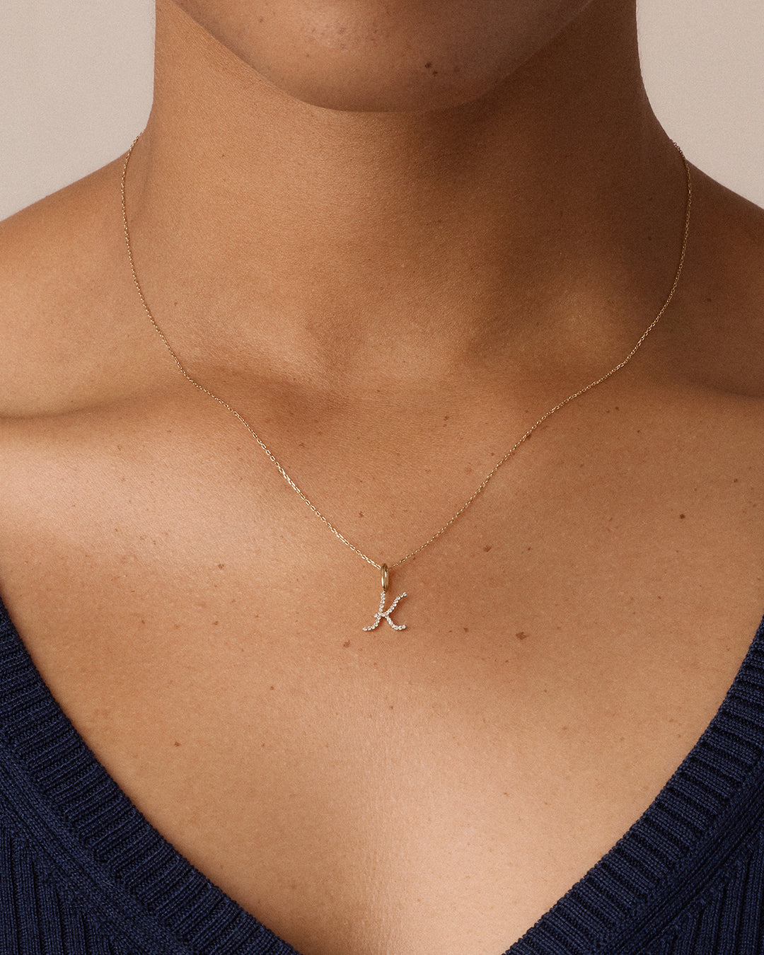 Diamond Script Alphabet Charm