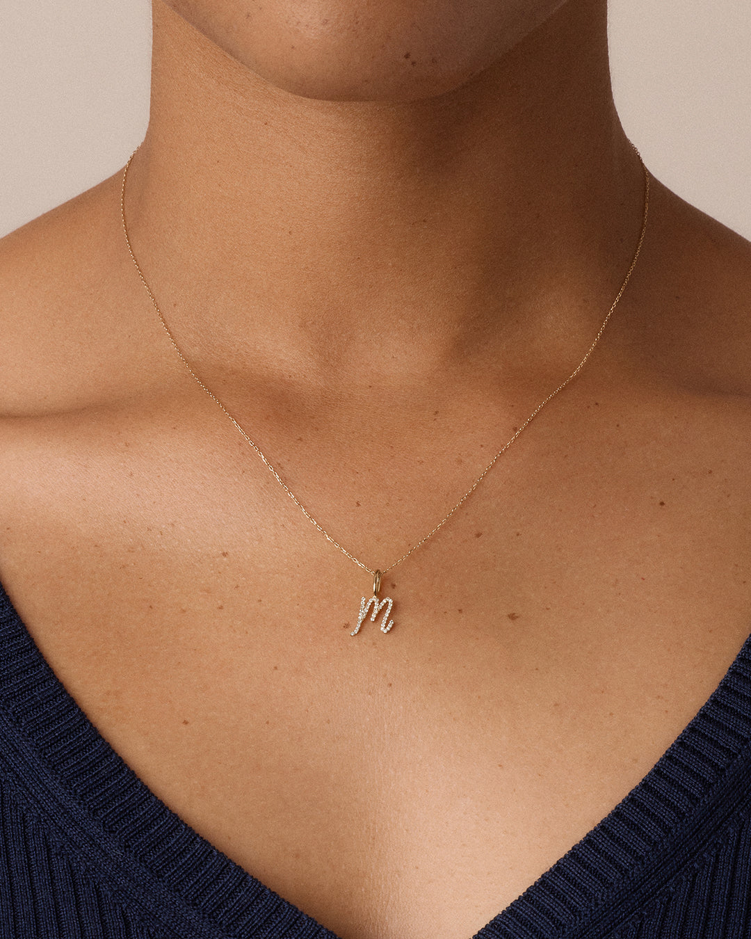 Diamond Script Alphabet Charm