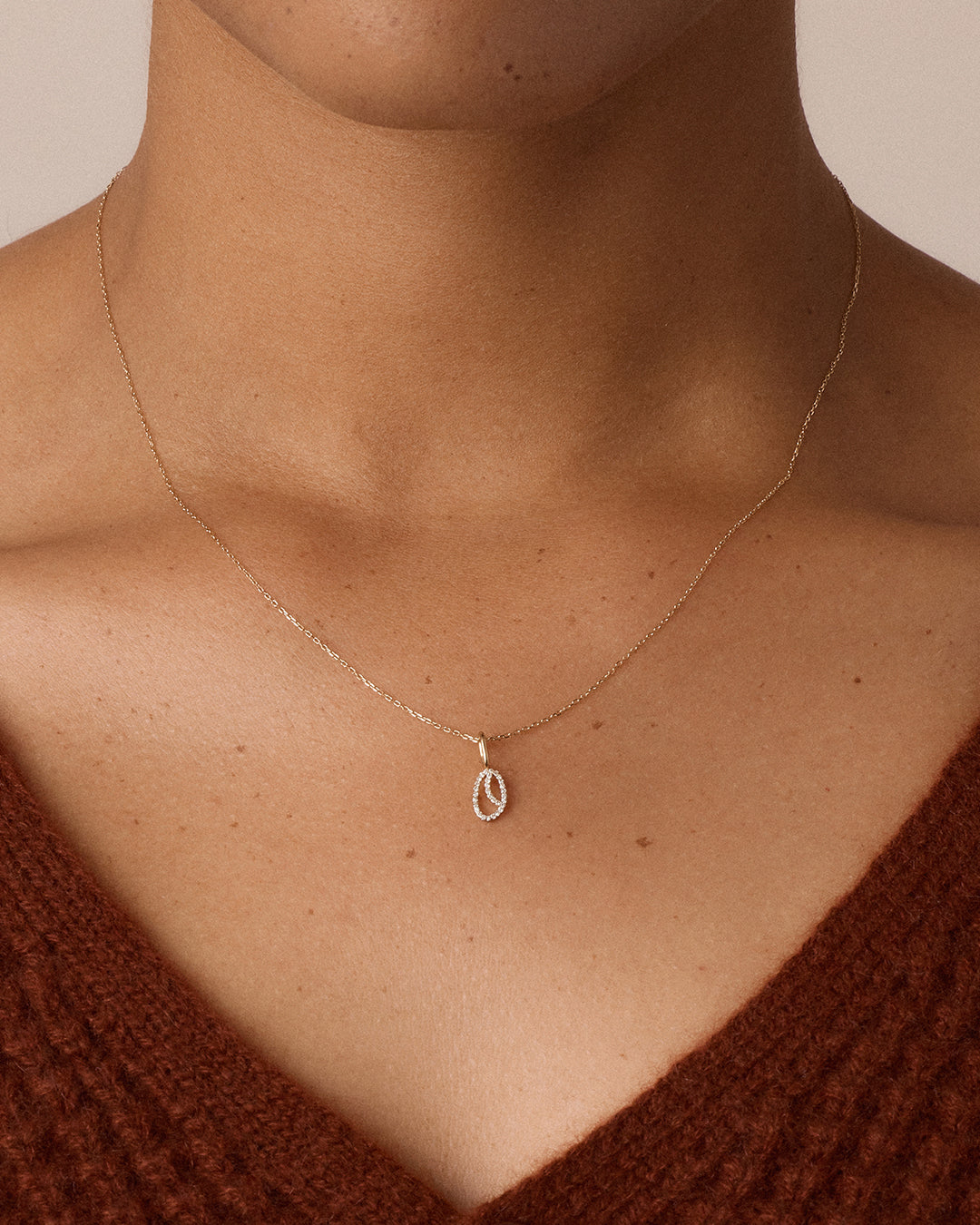 Diamond Script Alphabet Charm || option::14k Solid Gold, O