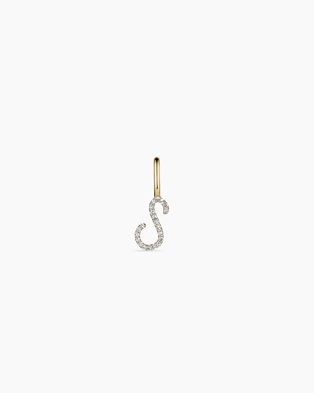 Diamond Script Alphabet Charm || option::14k Solid Gold, S
