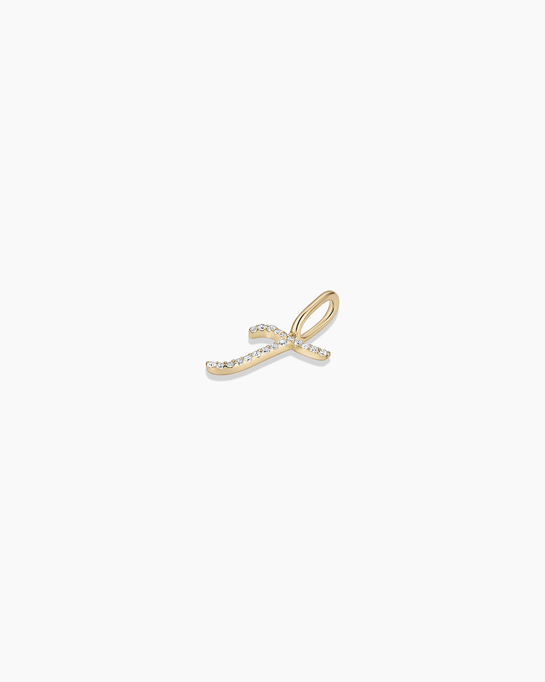 Diamond Script Alphabet Charm || option::14k Solid Gold, T