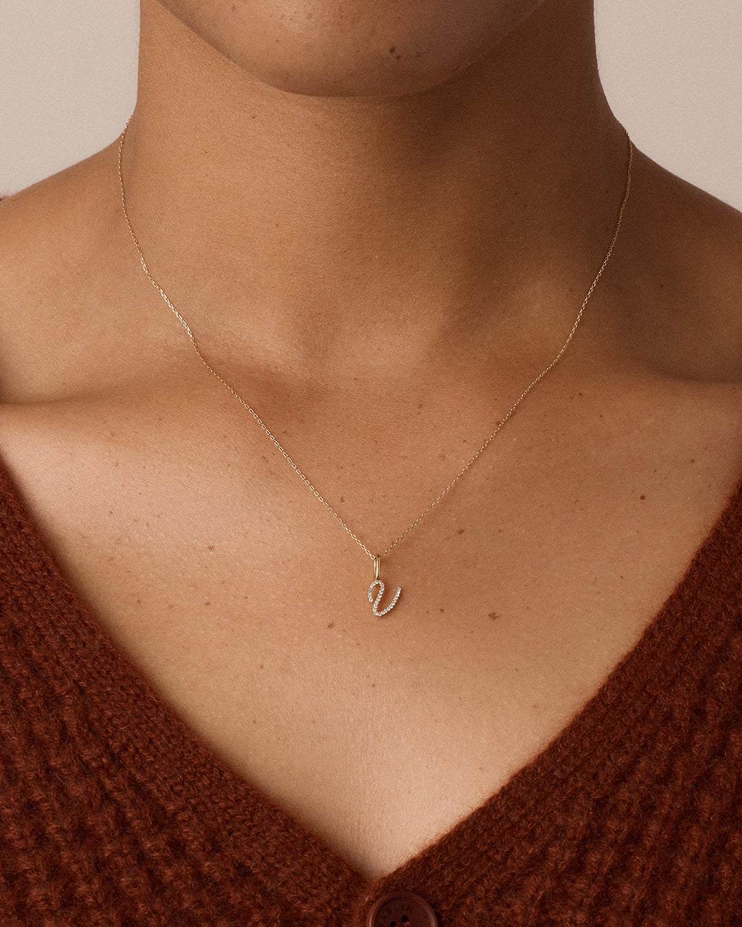 Diamond Script Alphabet Charm