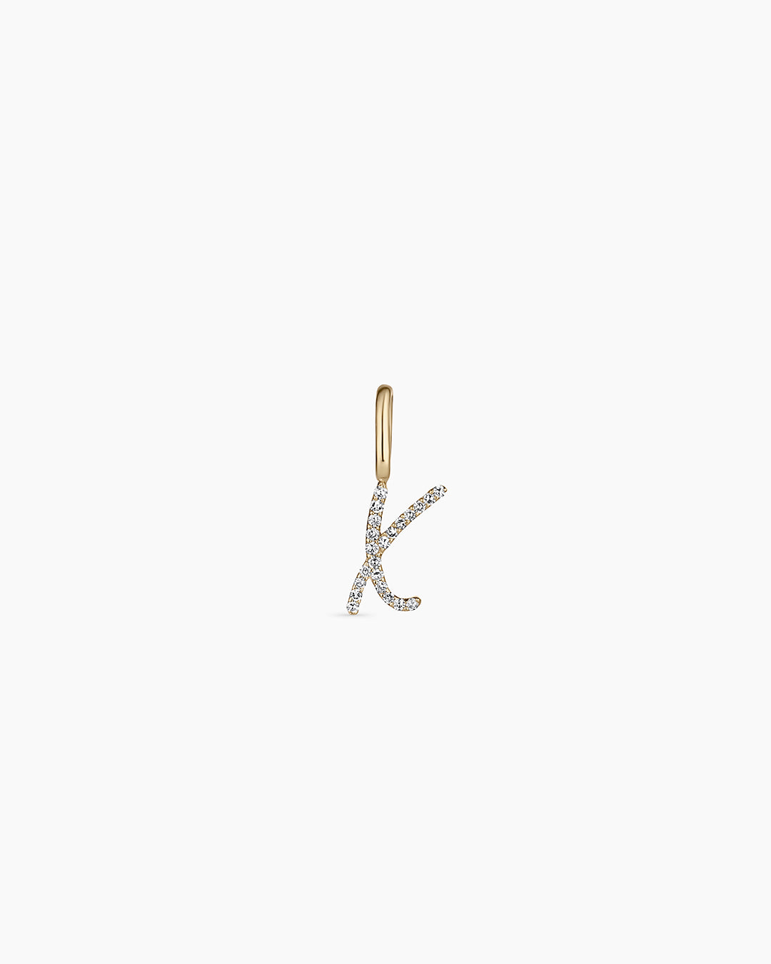Diamond Script Alphabet Charm || option::14k Solid Gold, X