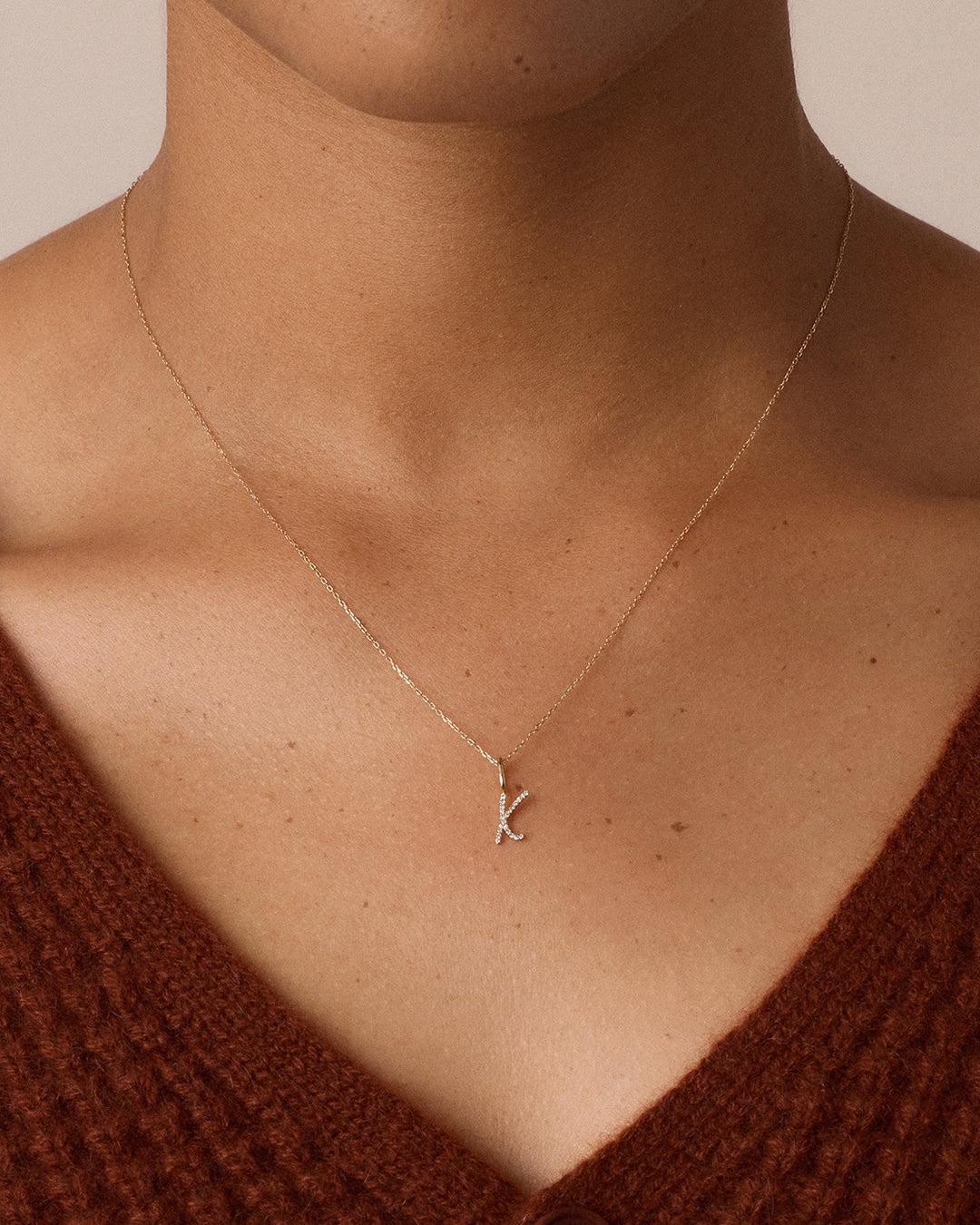 Diamond Script Alphabet Charm