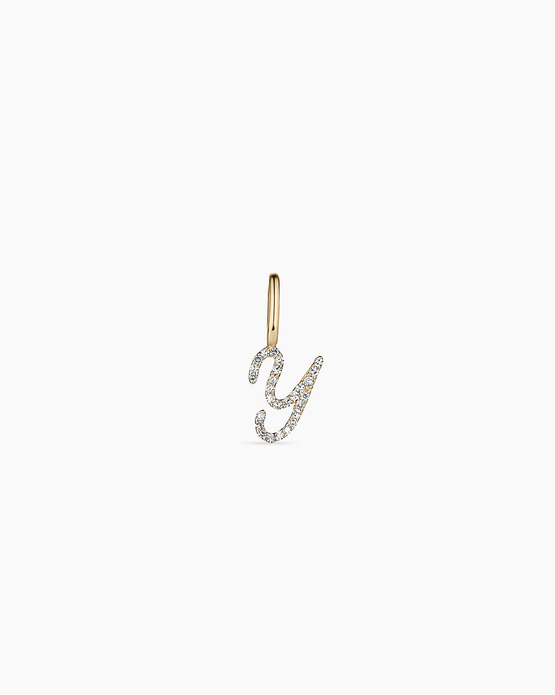 Diamond Script Alphabet Charm || option::14k Solid Gold, Y