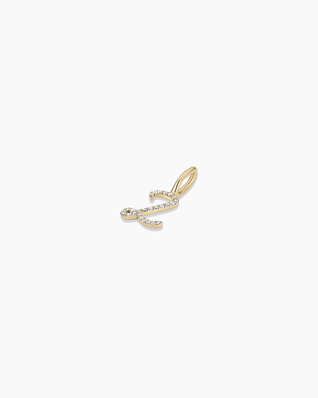Diamond Script Alphabet Charm || option::14k Solid Gold, Z