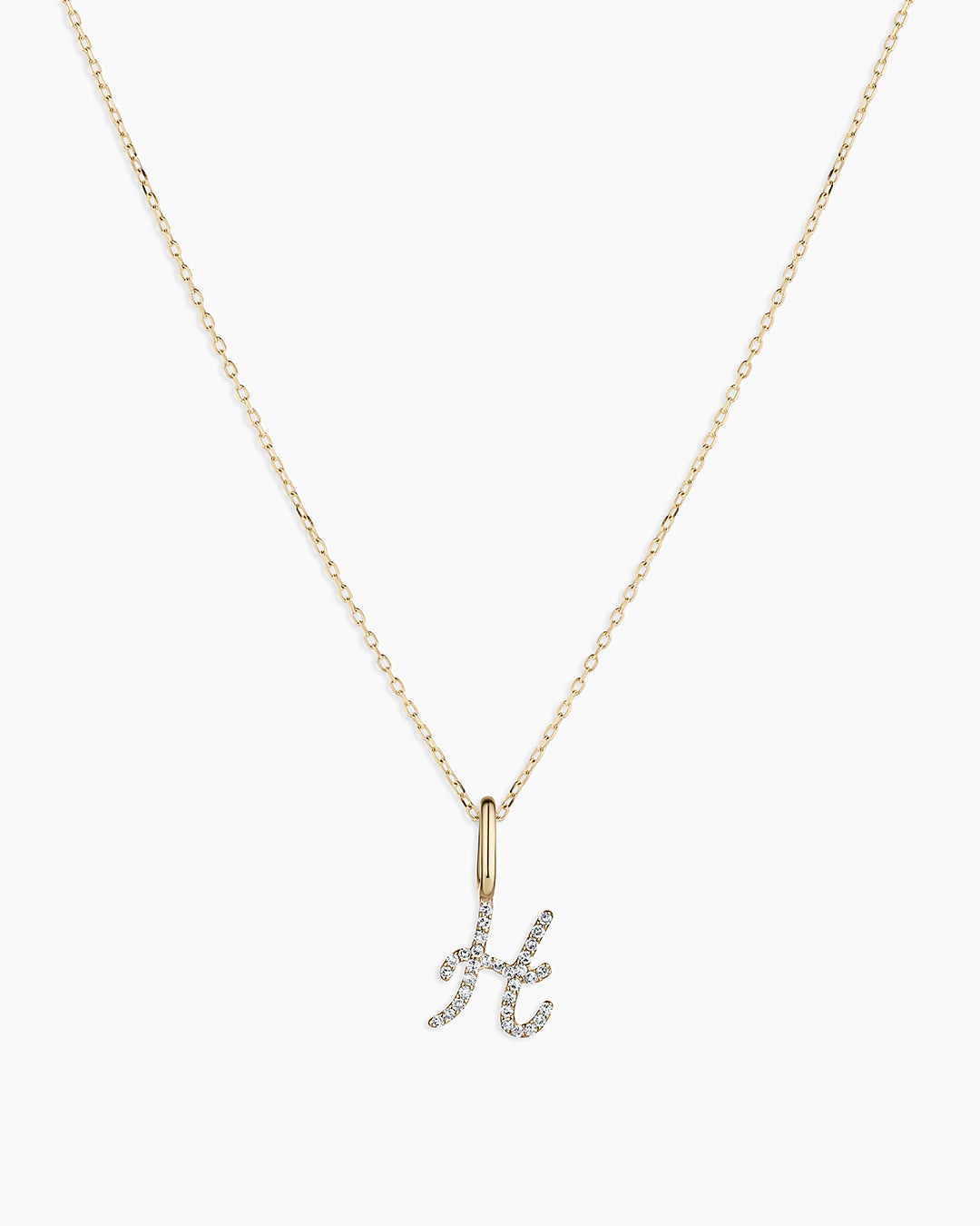 Diamond Script Alphabet Charm Necklace