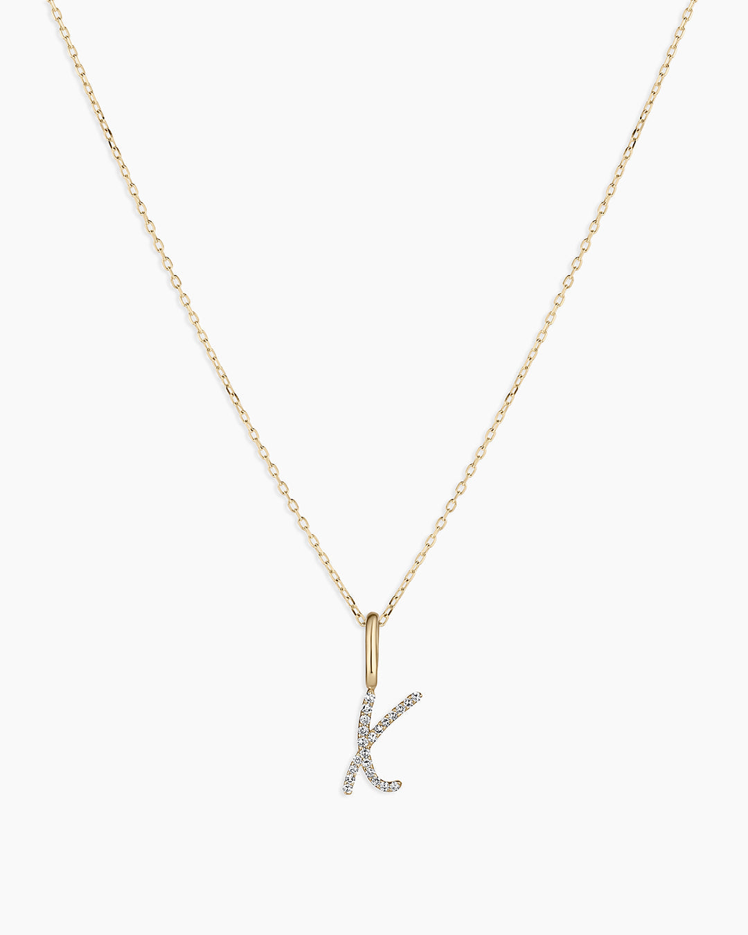 Diamond Script Alphabet Charm Necklace
