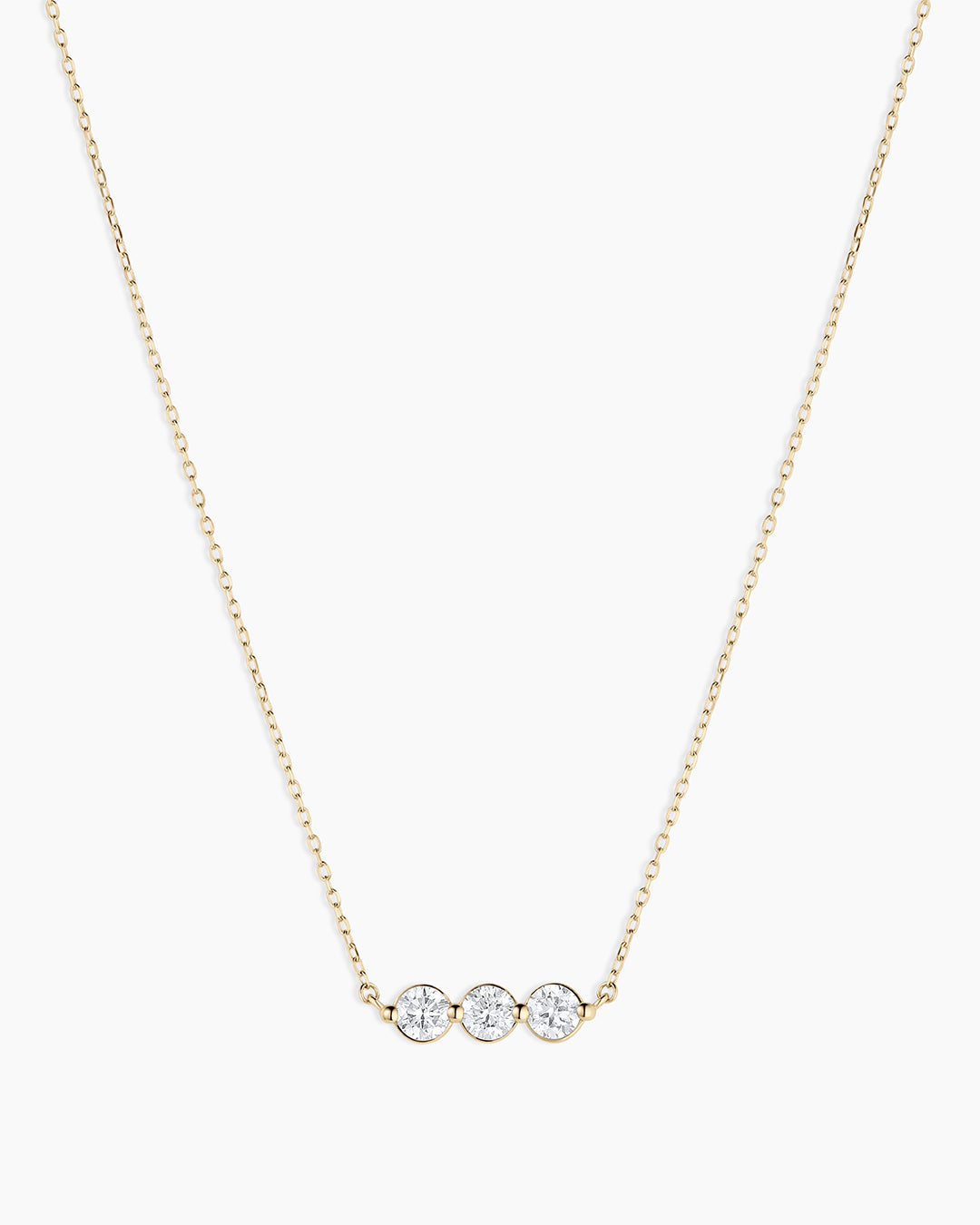 Lab Grown Diamond Halo Row Necklace || option::14k Solid Gold
