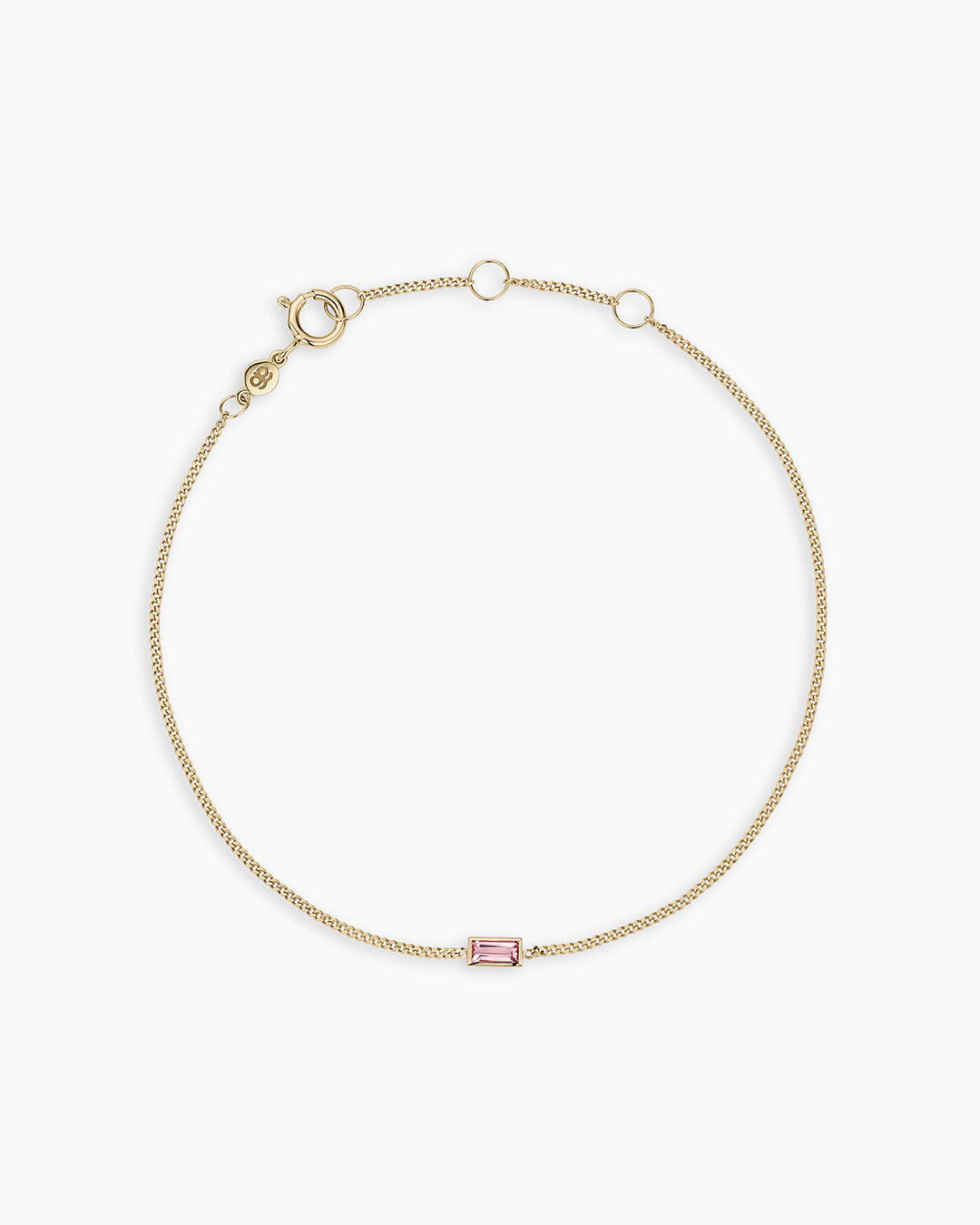 14k Gold Wilder Birthstone Bracelet || option::14k Solid Gold, Pink Tourmaline - October
