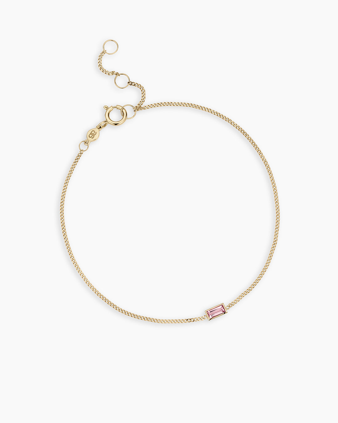 14k Gold Wilder Birthstone Bracelet || option::14k Solid Gold, Pink Tourmaline - October