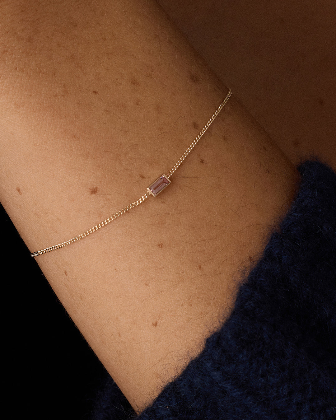 14k Gold Wilder Birthstone Bracelet || option::14k Solid Gold, Pink Tourmaline - October