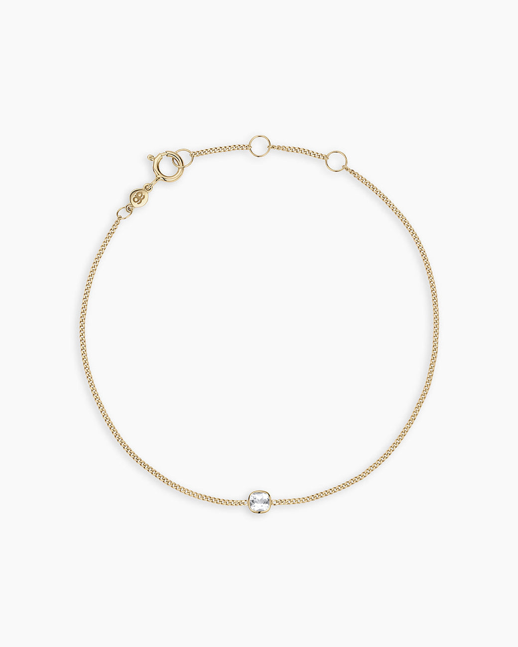 14k Gold Wilder Birthstone Bracelet || option::14k Solid Gold, White Topaz - April