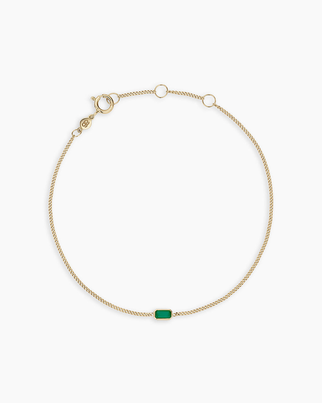 14k Gold Wilder Birthstone Bracelet || option::14k Solid Gold, Green Agate - May