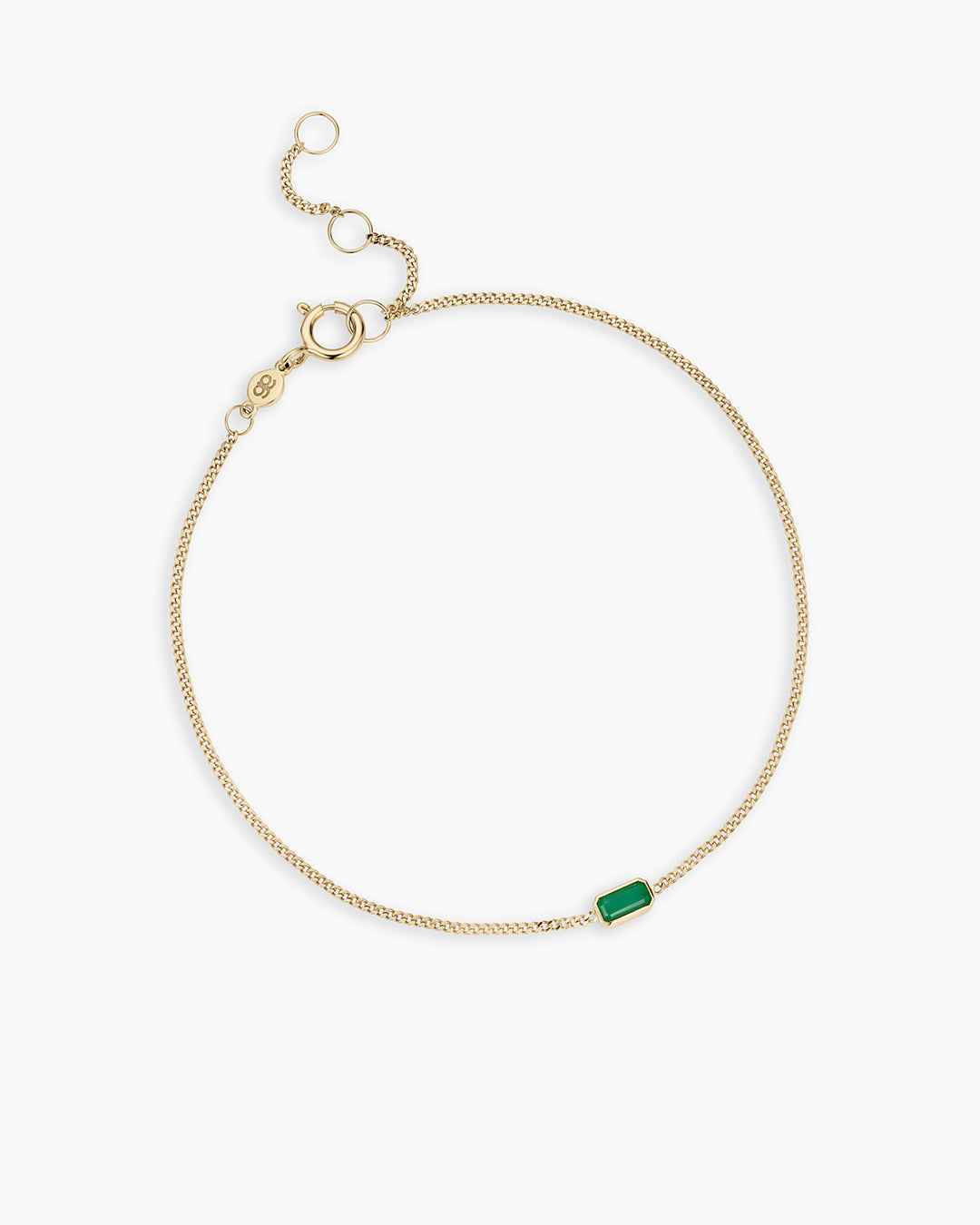 14k Gold Wilder Birthstone Bracelet || option::14k Solid Gold, Green Agate - May