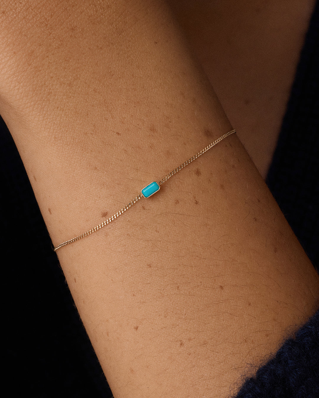 14k Gold Wilder Birthstone Bracelet || option::14k Solid Gold, Turquoise - December