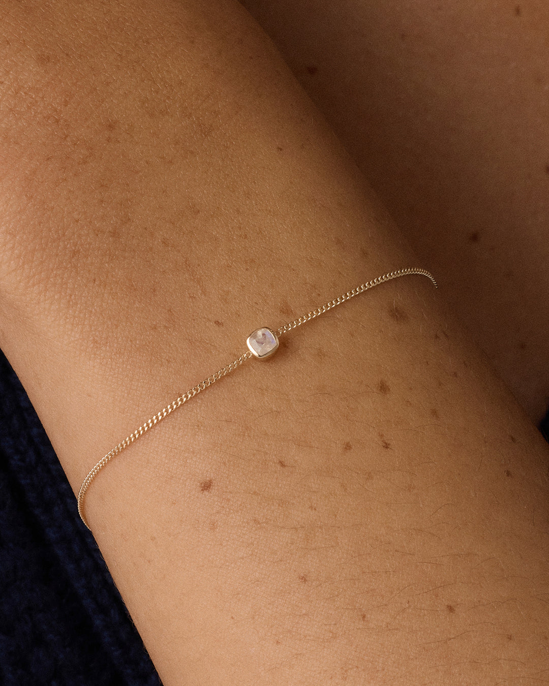 14k Gold Wilder Birthstone Bracelet || option::14k Solid Gold, Moonstone - June