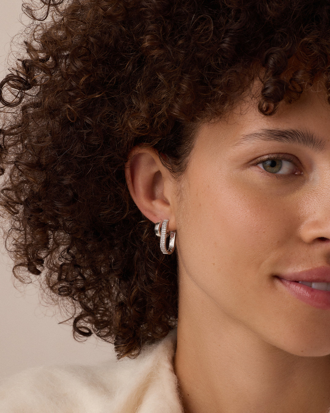 Parker Shimmer Huggies || option::Rhodium Plated