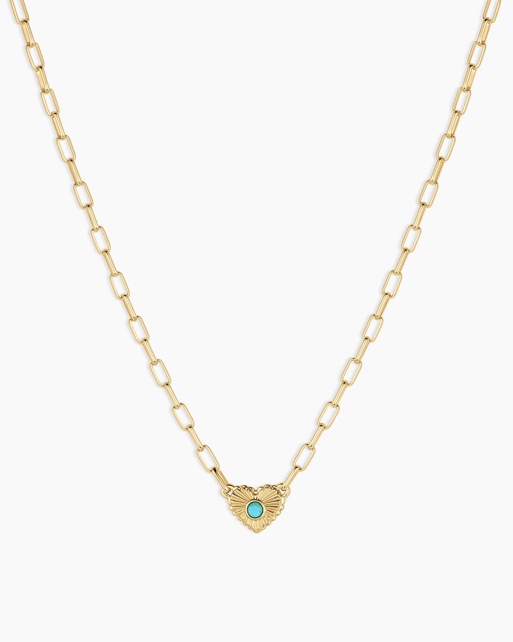 Birthstone Heart Necklace || option::18k Gold Plated, Turquoise - December