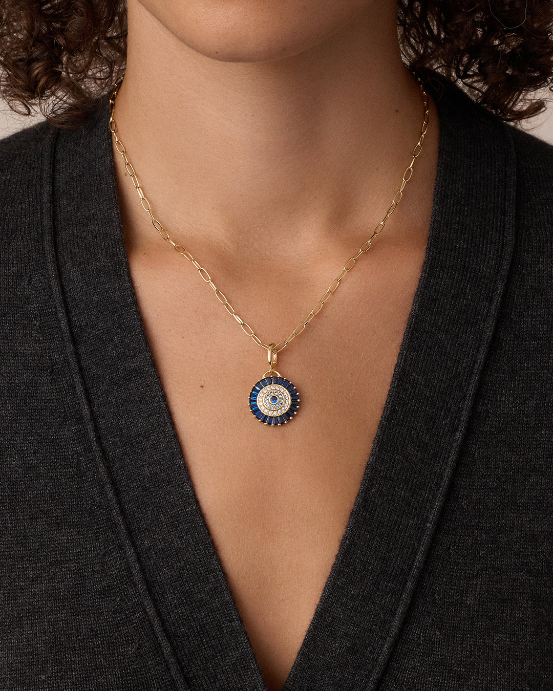 Vintage Evil Eye Coin Parker Charm || option::18k Gold Plated