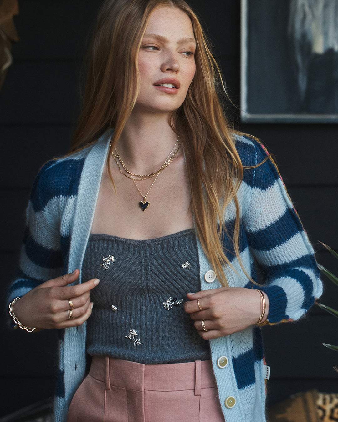 Vintage Heart Star Charm Necklace || option::18k Gold Plated