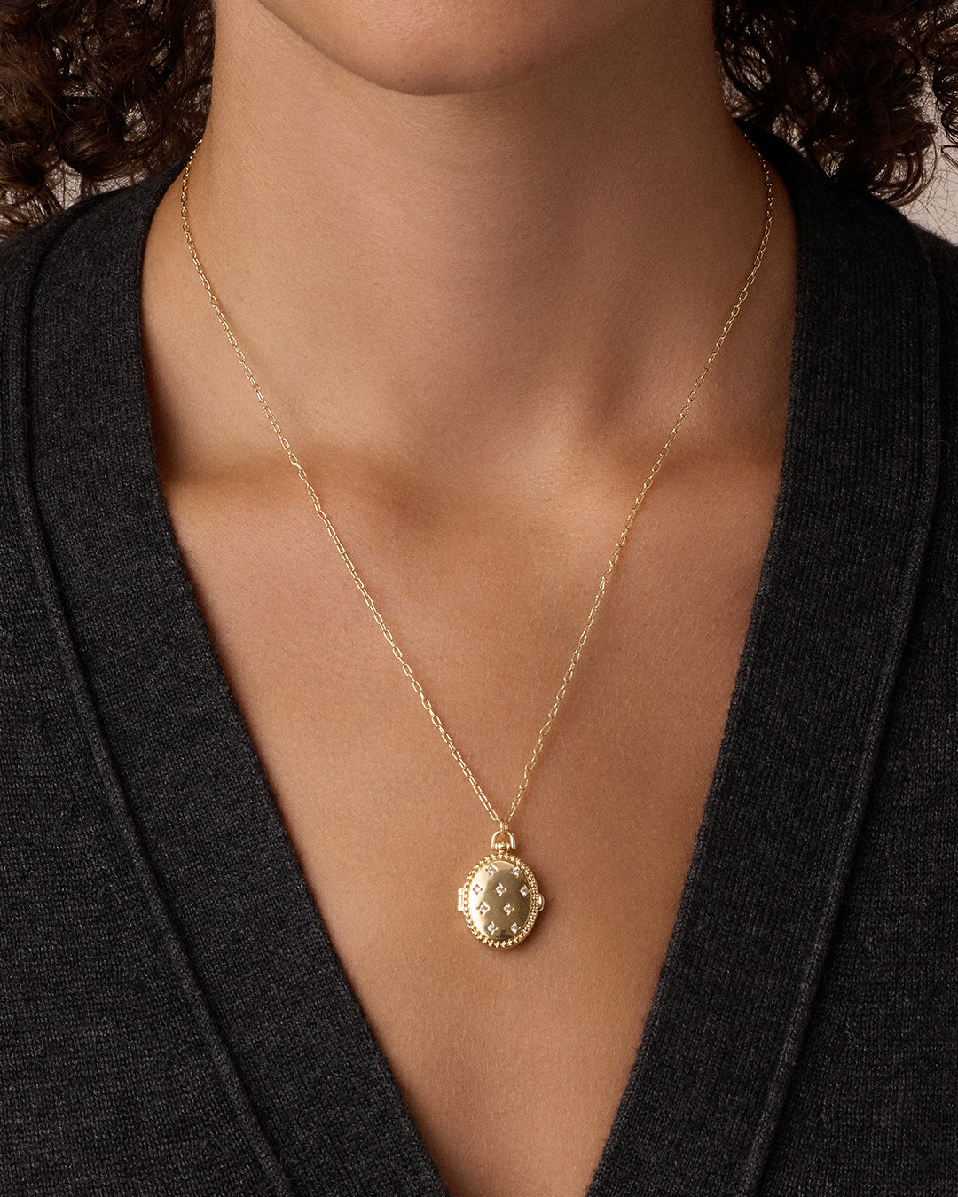 Celeste Locket Necklace || option::18k Gold Plated