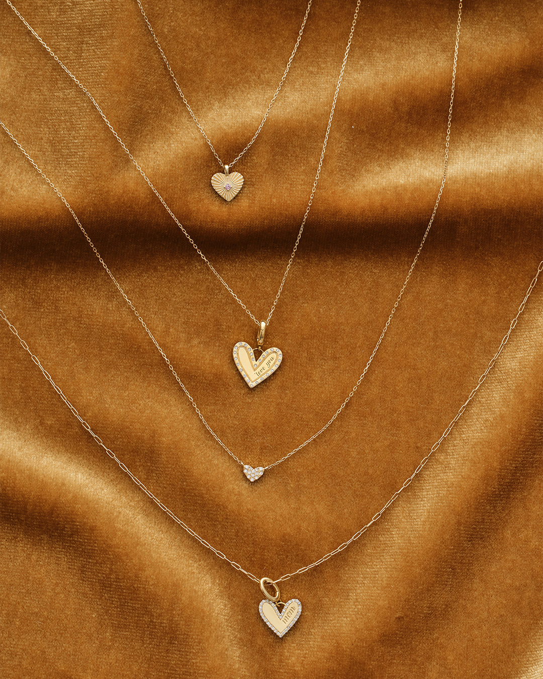 Solid gold heart charm necklaces. Shop Necklaces