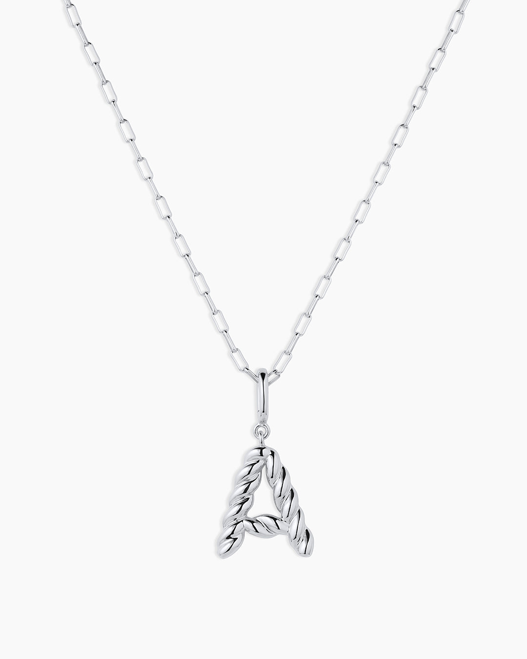 Crew Alphabet Statement Charm Necklace || option::Silver Plated, A