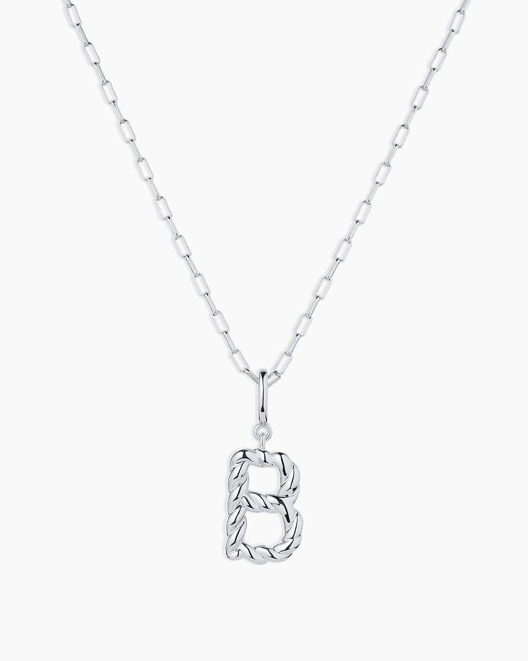 Crew Alphabet Statement Charm Necklace || option::Silver Plated, B