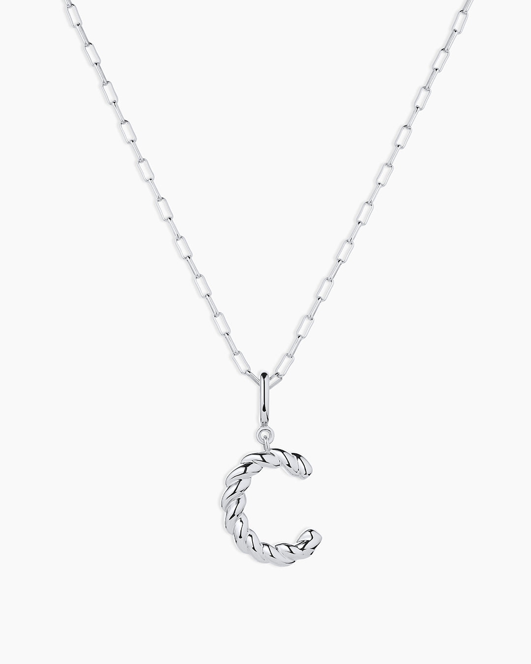 Crew Alphabet Statement Charm Necklace || option::Silver Plated, C