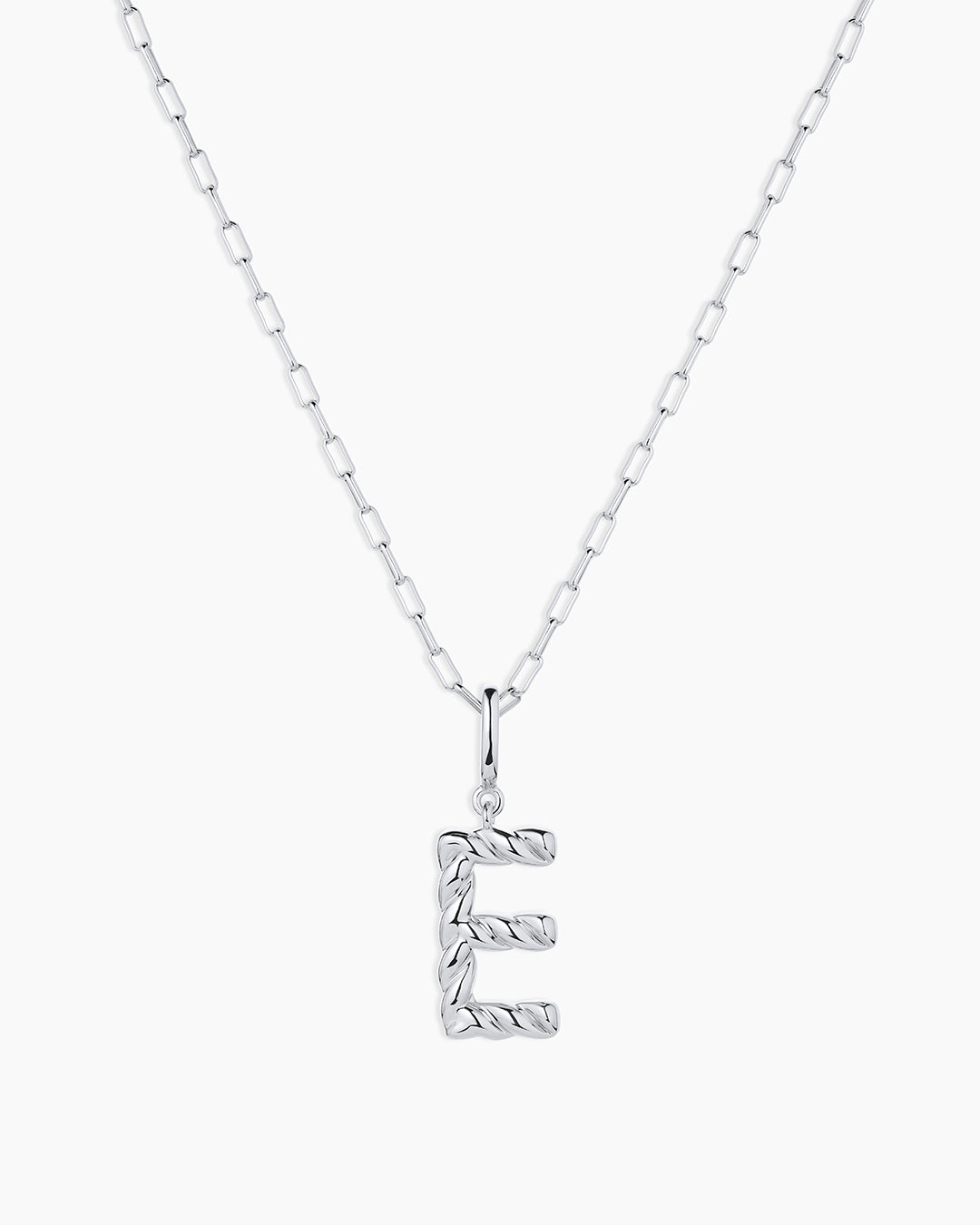 Crew Alphabet Statement Charm Necklace || option::Silver Plated, E