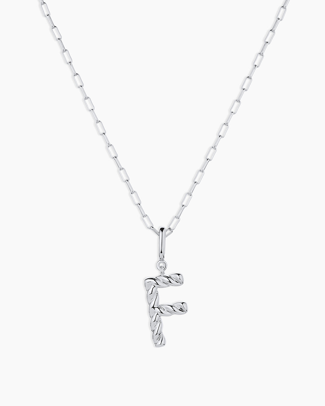 Crew Alphabet Statement Charm Necklace || option::Silver Plated, F