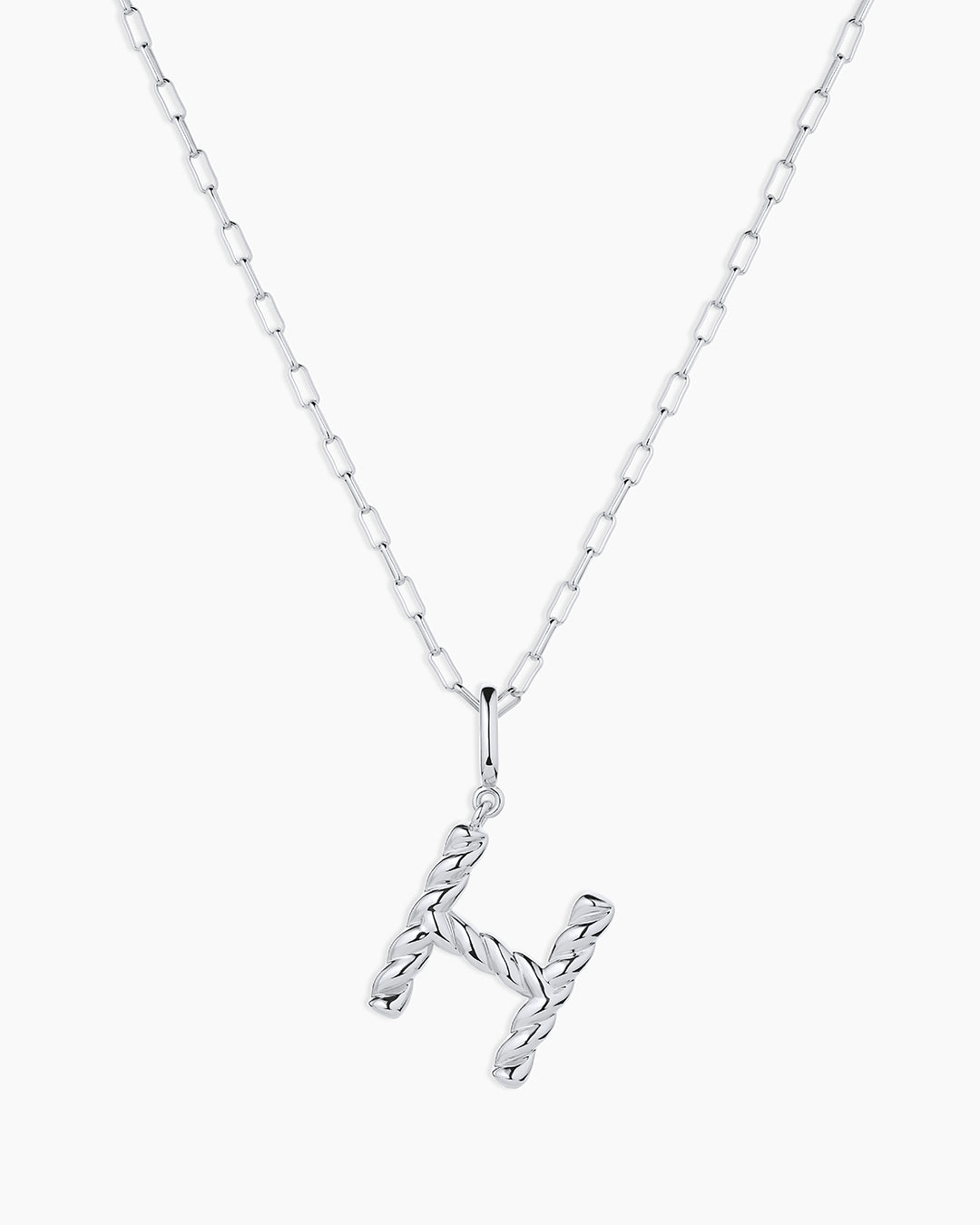 Crew Alphabet Statement Charm Necklace || option::Silver Plated, H