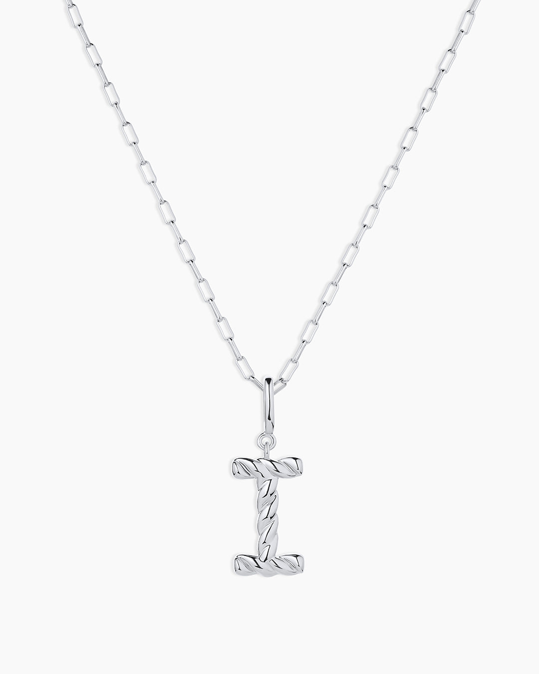 Crew Alphabet Statement Charm Necklace || option::Silver Plated, I