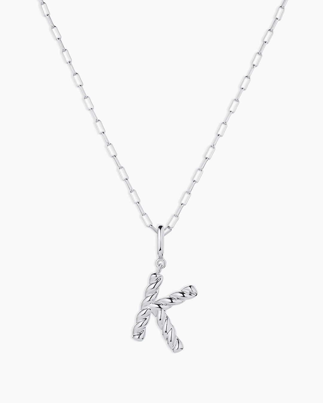 Crew Alphabet Statement Charm Necklace || option::Silver Plated, K