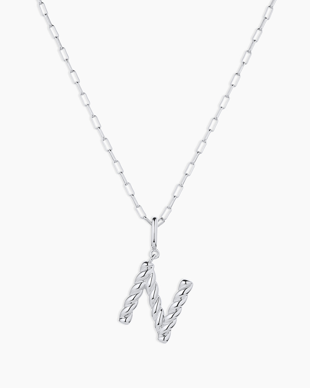 Crew Alphabet Statement Charm Necklace || option::Silver Plated, N