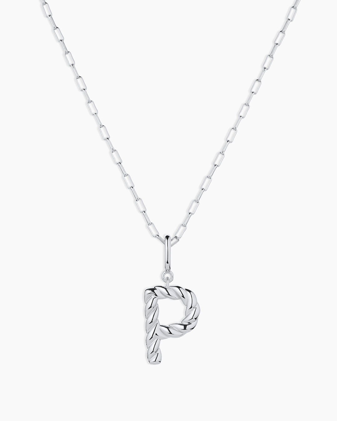 Crew Alphabet Statement Charm Necklace || option::Silver Plated, P