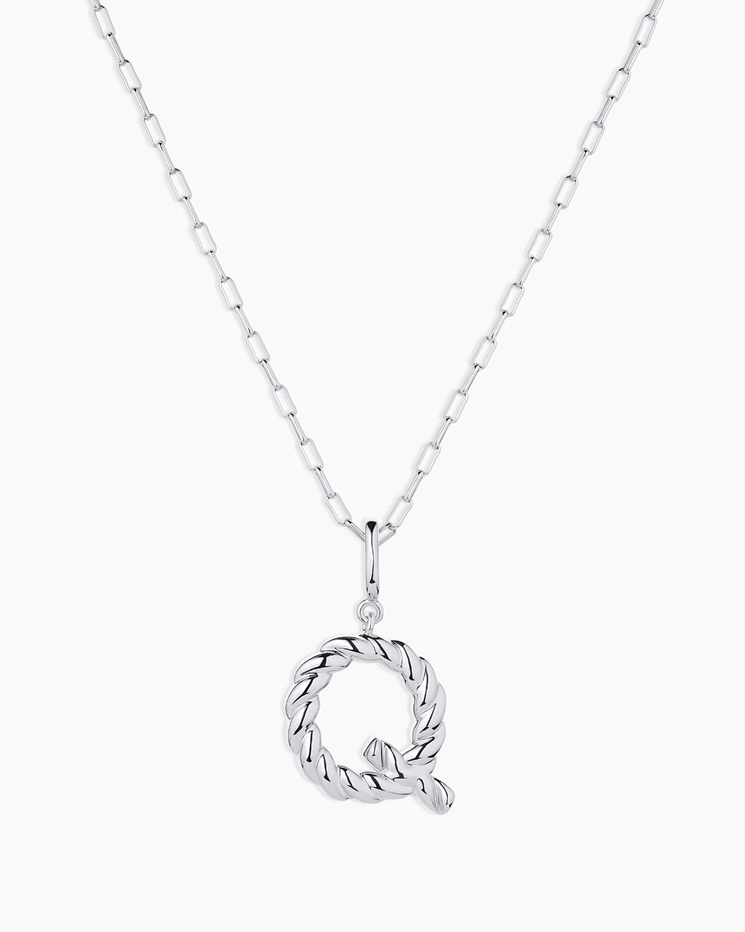 Crew Alphabet Statement Charm Necklace || option::Silver Plated, Q