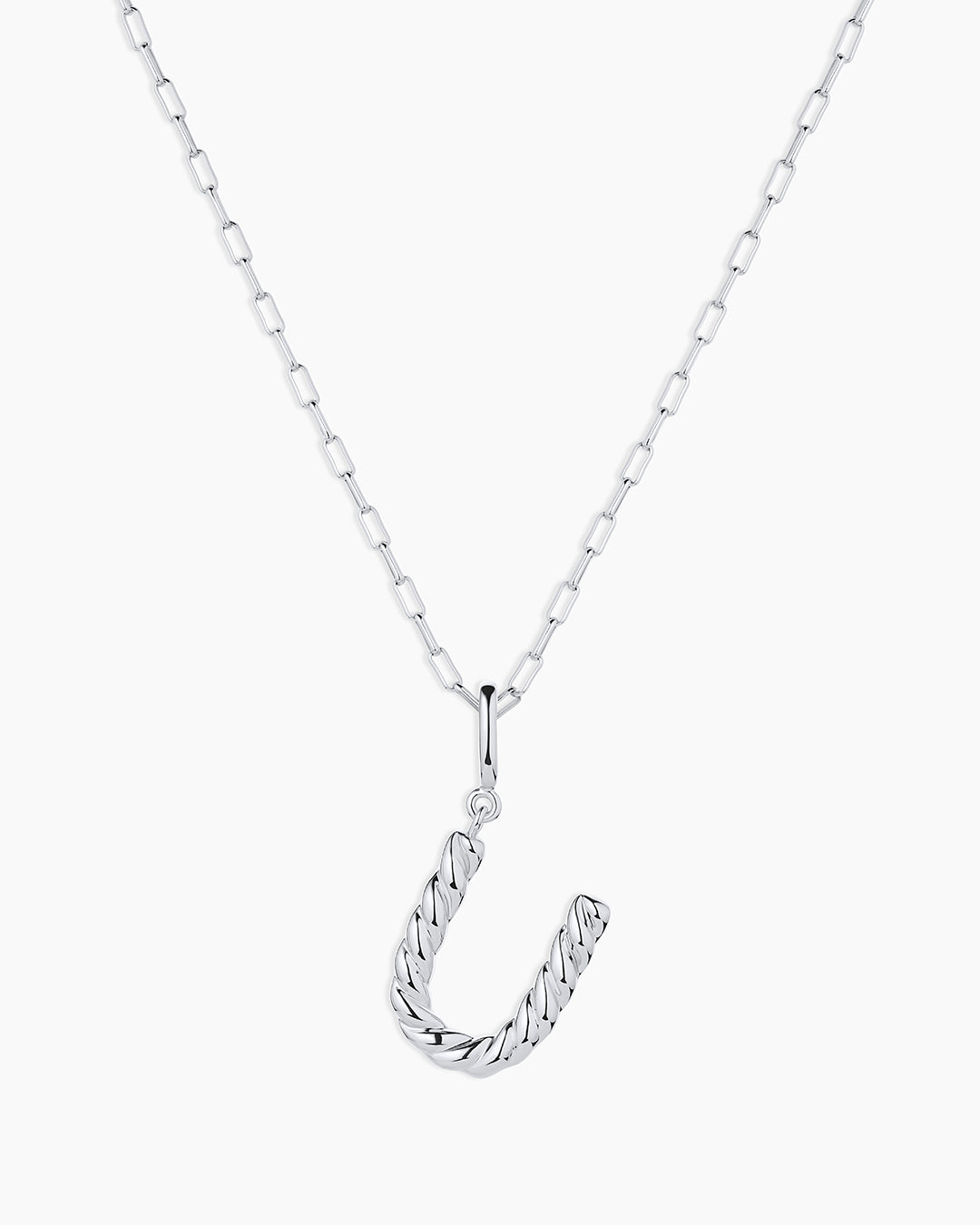 Crew Alphabet Statement Charm Necklace || option::Silver Plated, U