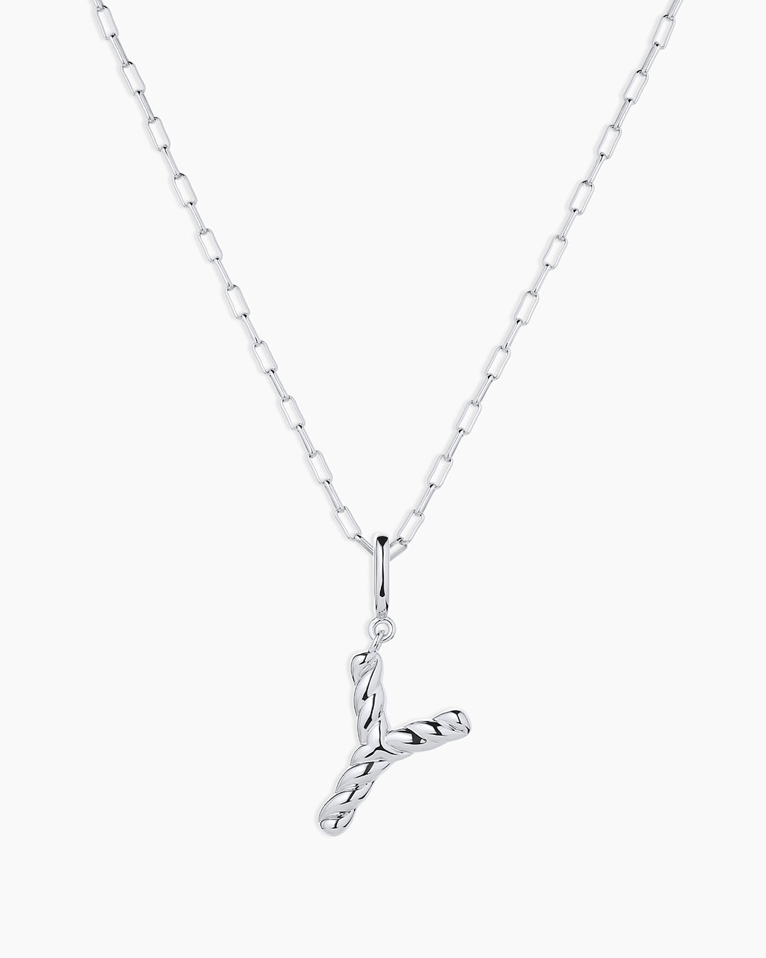 Crew Alphabet Statement Charm Necklace || option::Silver Plated, Y