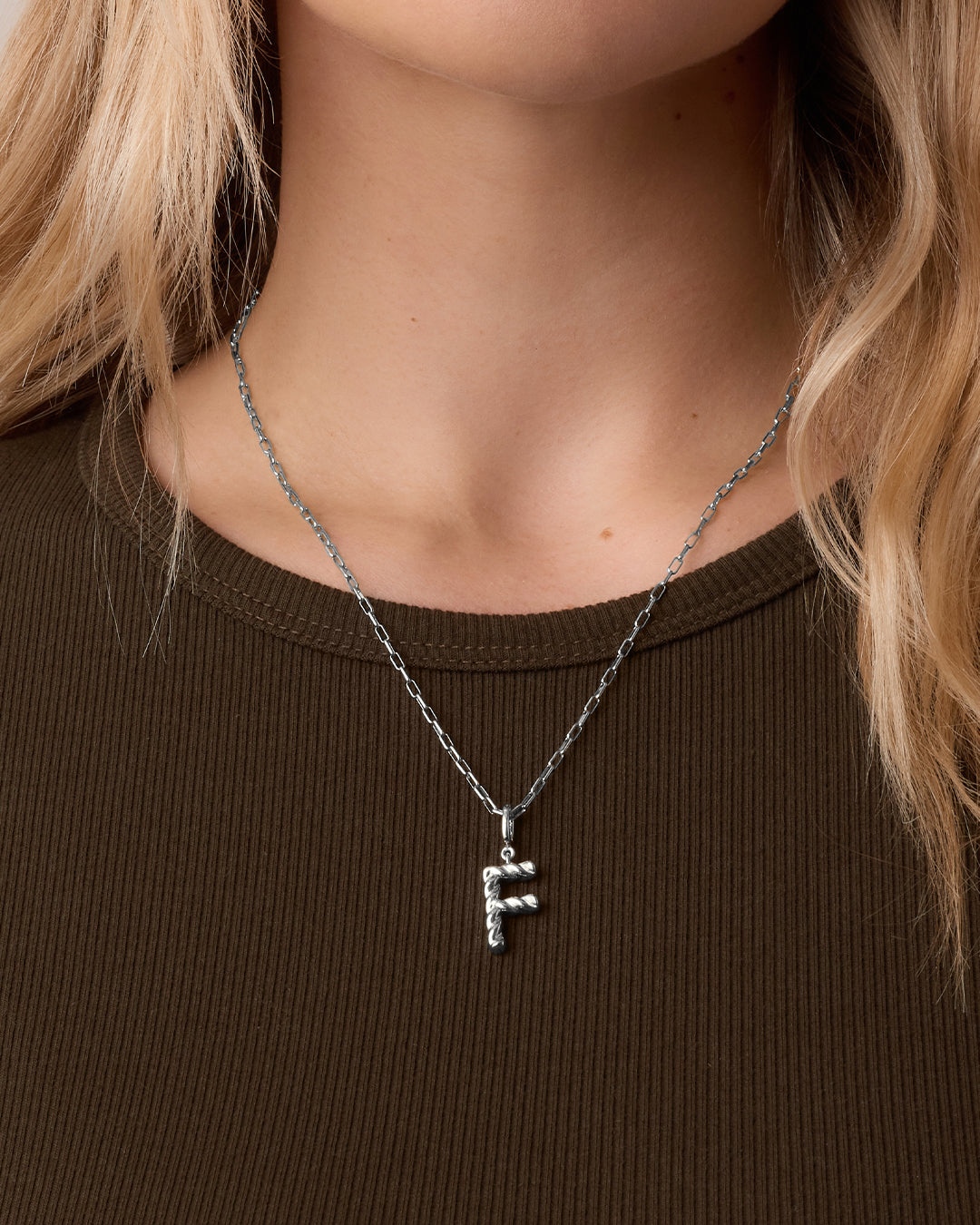 Crew Alphabet Statement Charm || option::Silver Plated, F