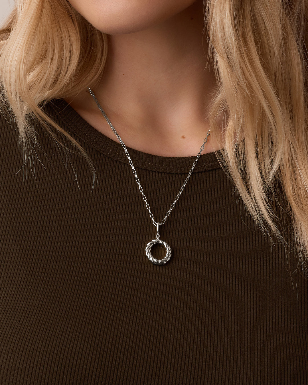 Crew Alphabet Statement Charm Necklace || option::Silver Plated, O