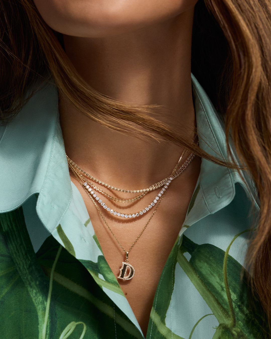 Lab Grown Diamond Tennis Row Necklace || option::14k Solid Gold || set::lab-grown-diamond-tennis-row-necklace-stl