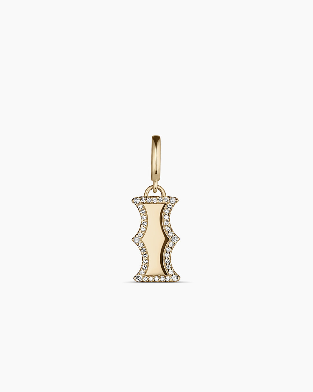 Diamond Era Alphabet Charm || option::14k Solid Gold, I