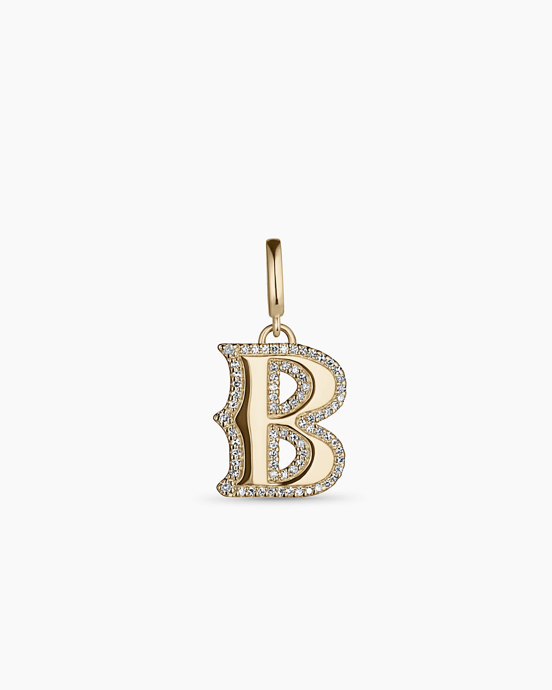 Diamond Era Alphabet Charm || option::14k Solid Gold, B