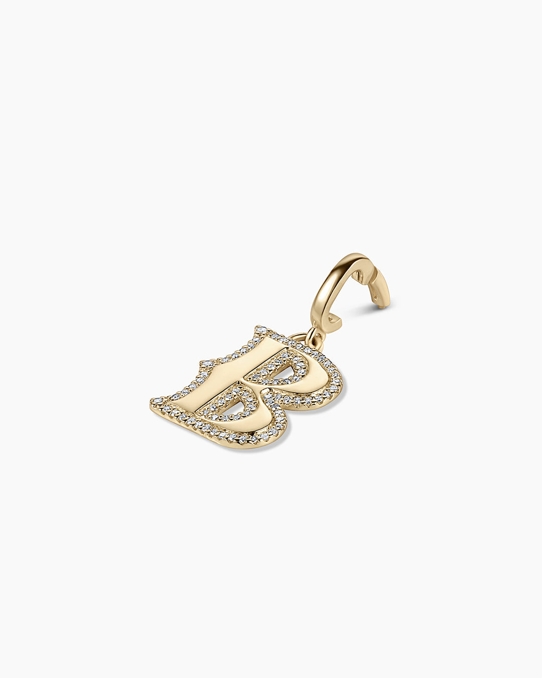 Diamond Era Alphabet Charm || option::14k Solid Gold, B
