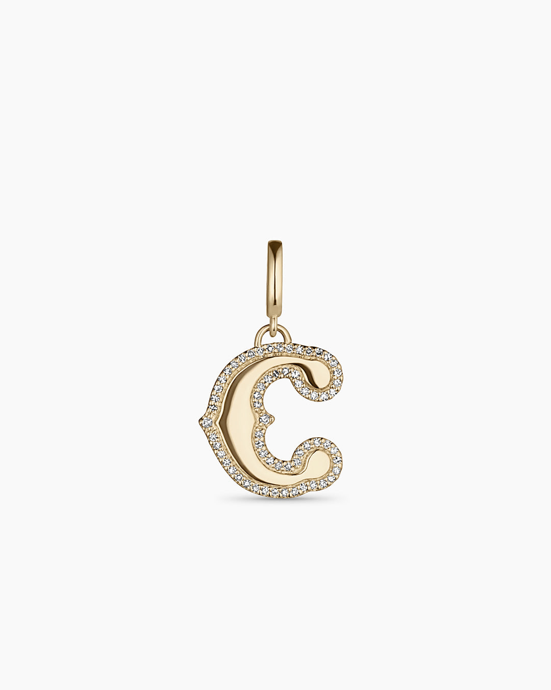 Diamond Era Alphabet Charm || option::14k Solid Gold, C