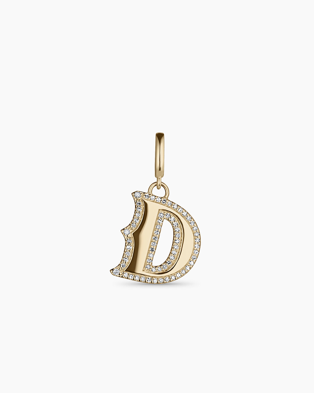 Diamond Era Alphabet Charm || option::14k Solid Gold, D